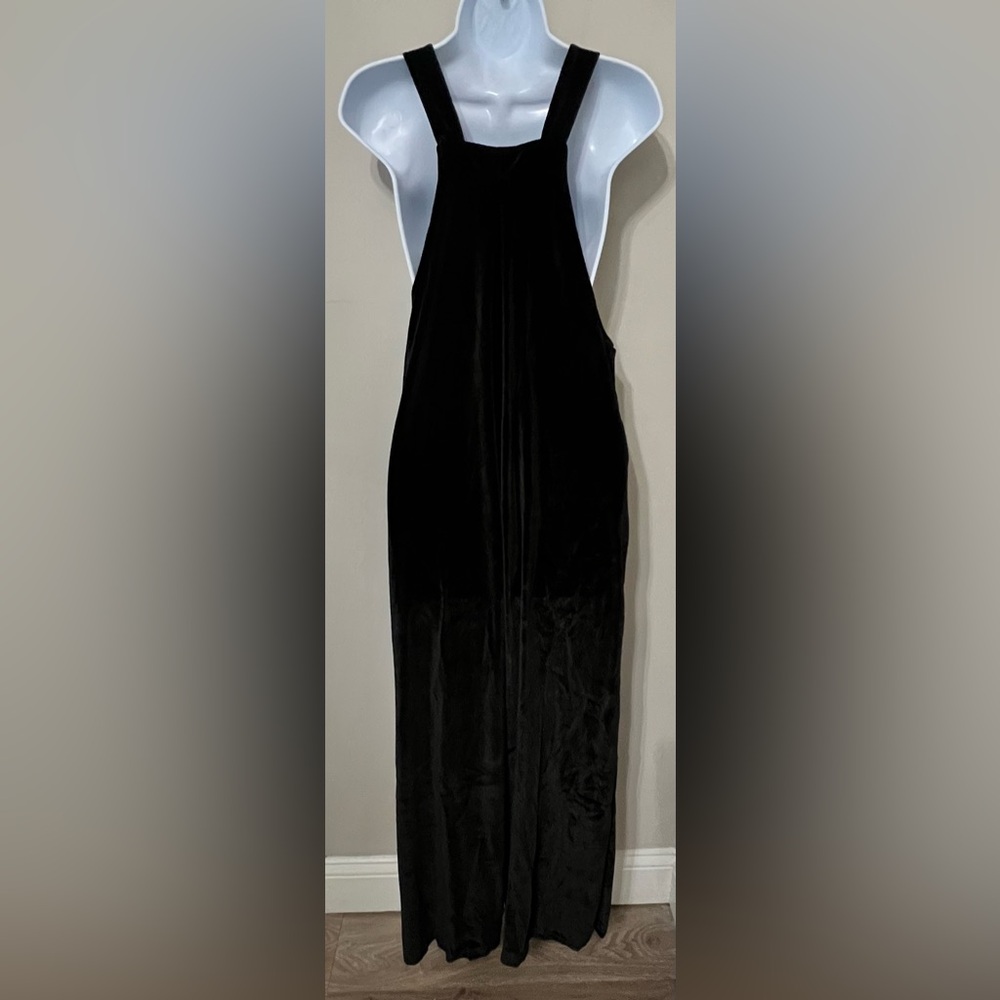 Chic Black Velvet Wide Leg Overalls Jumpsuit - Picture 6 of 10